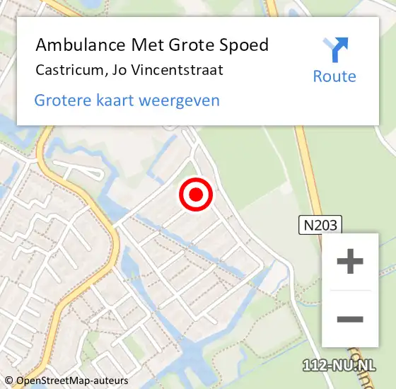 Locatie op kaart van de 112 melding: Ambulance Met Grote Spoed Naar Castricum, Jo Vincentstraat op 3 december 2015 16:19