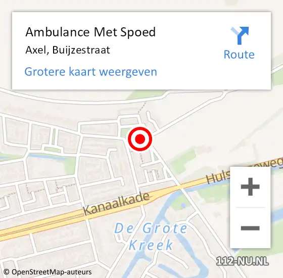 Locatie op kaart van de 112 melding: Ambulance Met Spoed Naar Axel, Buijzestraat op 3 december 2015 17:38