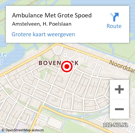 Locatie op kaart van de 112 melding: Ambulance Met Grote Spoed Naar Amstelveen, H. Poelslaan op 3 december 2015 19:57