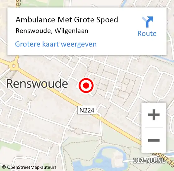 Locatie op kaart van de 112 melding: Ambulance Met Grote Spoed Naar Renswoude, Wilgenlaan op 3 december 2015 20:15