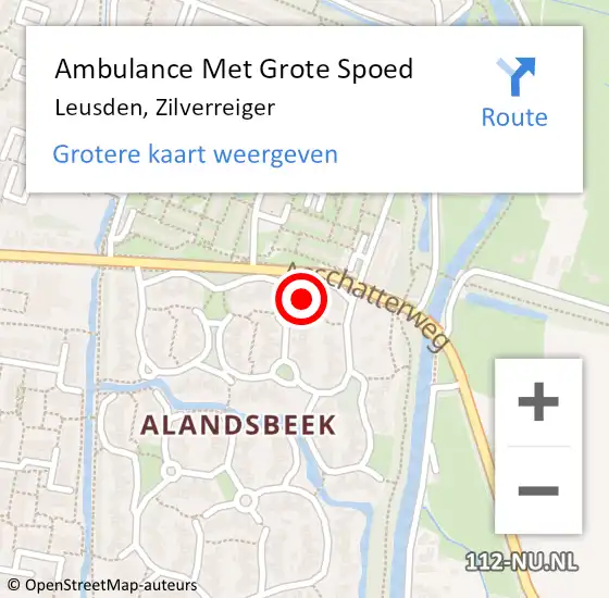 Locatie op kaart van de 112 melding: Ambulance Met Grote Spoed Naar Leusden, Zilverreiger op 3 december 2015 20:47