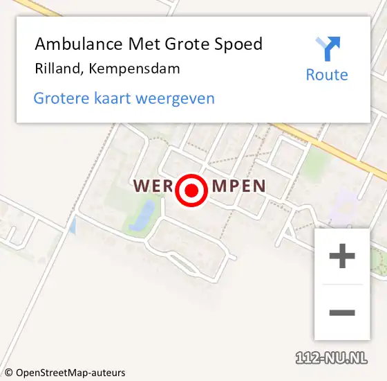 Locatie op kaart van de 112 melding: Ambulance Met Grote Spoed Naar Rilland, Kempensdam op 3 december 2015 20:57