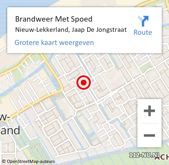 Locatie op kaart van de 112 melding: Brandweer Met Spoed Naar Nieuw-Lekkerland, Jaap De Jongstraat op 3 december 2015 21:20