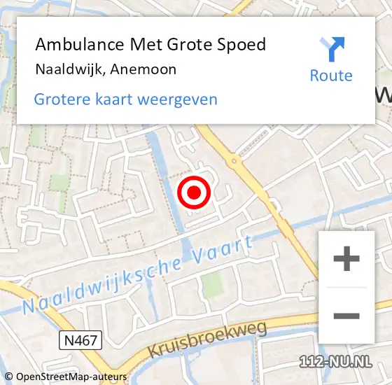 Locatie op kaart van de 112 melding: Ambulance Met Grote Spoed Naar Naaldwijk, Anemoon op 3 december 2015 21:52