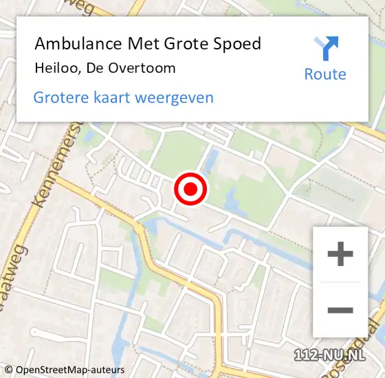 Locatie op kaart van de 112 melding: Ambulance Met Grote Spoed Naar Heiloo, De Overtoom op 3 december 2015 22:10