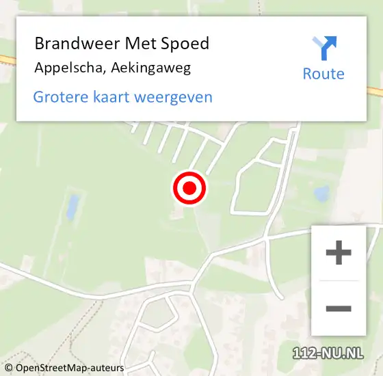 Locatie op kaart van de 112 melding: Brandweer Met Spoed Naar Appelscha, Aekingaweg op 3 december 2015 23:35