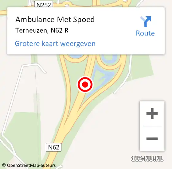 Locatie op kaart van de 112 melding: Ambulance Met Spoed Naar Terneuzen, N62 R op 4 december 2015 00:35