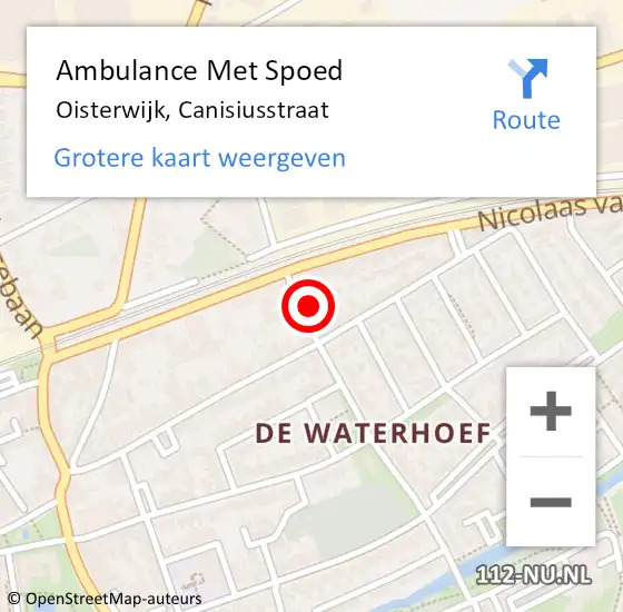 Locatie op kaart van de 112 melding: Ambulance Met Spoed Naar Oisterwijk, Canisiusstraat op 4 december 2015 01:18