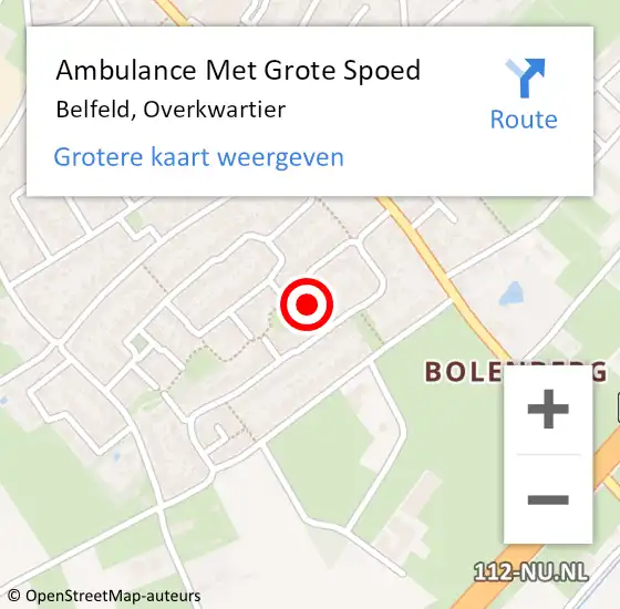 Locatie op kaart van de 112 melding: Ambulance Met Grote Spoed Naar Belfeld, Overkwartier op 4 december 2015 01:28