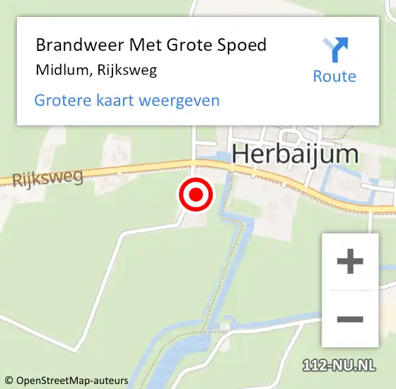 Locatie op kaart van de 112 melding: Brandweer Met Grote Spoed Naar Midlum, Rijksweg op 28 november 2013 22:31