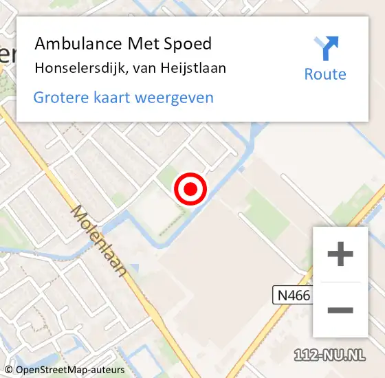 Locatie op kaart van de 112 melding: Ambulance Met Spoed Naar Honselersdijk, van Heijstlaan op 4 december 2015 05:27