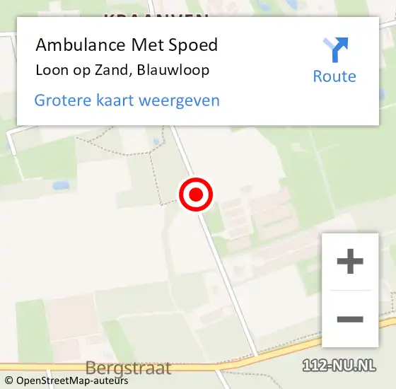 Locatie op kaart van de 112 melding: Ambulance Met Spoed Naar Loon op Zand, Blauwloop op 28 november 2013 22:41