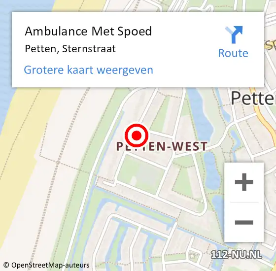 Locatie op kaart van de 112 melding: Ambulance Met Spoed Naar Petten, Sternstraat op 4 december 2015 07:36