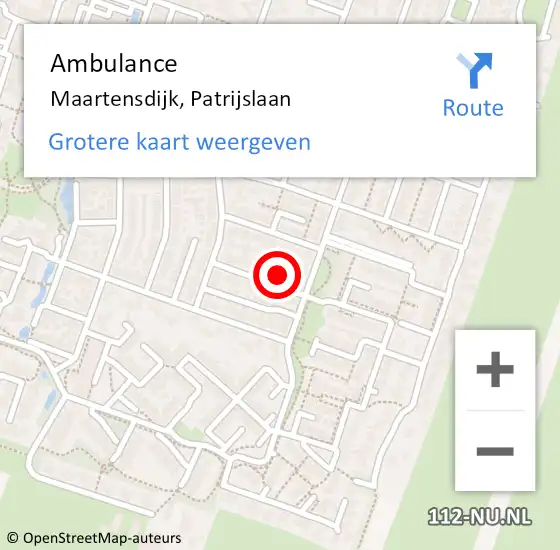 Locatie op kaart van de 112 melding: Ambulance Maartensdijk, Patrijslaan op 4 december 2015 09:44