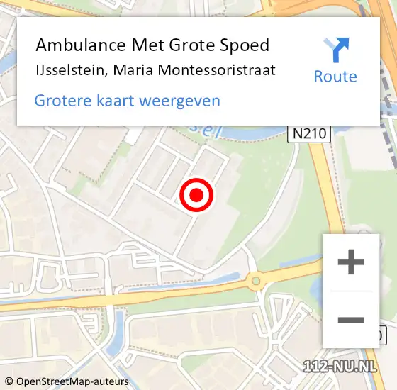 Locatie op kaart van de 112 melding: Ambulance Met Grote Spoed Naar IJsselstein, Maria Montessoristraat op 4 december 2015 09:48