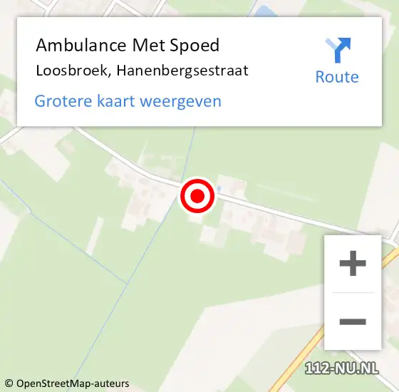 Locatie op kaart van de 112 melding: Ambulance Met Spoed Naar Loosbroek, Hanenbergsestraat op 4 december 2015 09:51