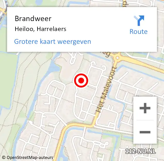 Locatie op kaart van de 112 melding: Brandweer Heiloo, Harrelaers op 4 december 2015 10:09