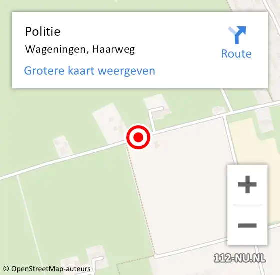 Locatie op kaart van de 112 melding: Politie Wageningen, Haarweg op 4 december 2015 10:27