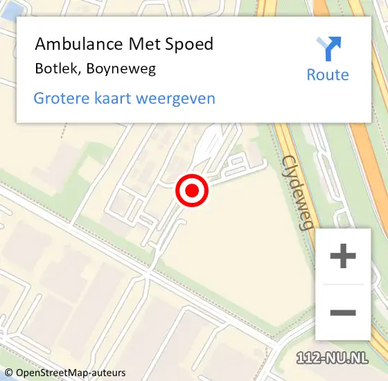 Locatie op kaart van de 112 melding: Ambulance Met Spoed Naar Botlek, Boyneweg op 4 december 2015 10:51