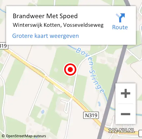 Locatie op kaart van de 112 melding: Brandweer Met Spoed Naar Winterswijk Kotten, Vosseveldseweg op 4 december 2015 11:06