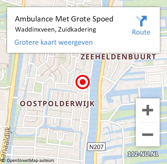 Locatie op kaart van de 112 melding: Ambulance Met Grote Spoed Naar Waddinxveen, Zuidkadering op 4 december 2015 11:13
