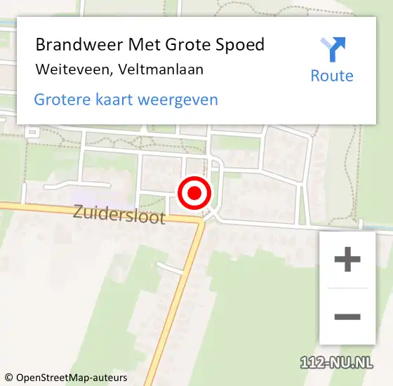 Locatie op kaart van de 112 melding: Brandweer Met Grote Spoed Naar Weiteveen, Veltmanlaan op 4 december 2015 11:40