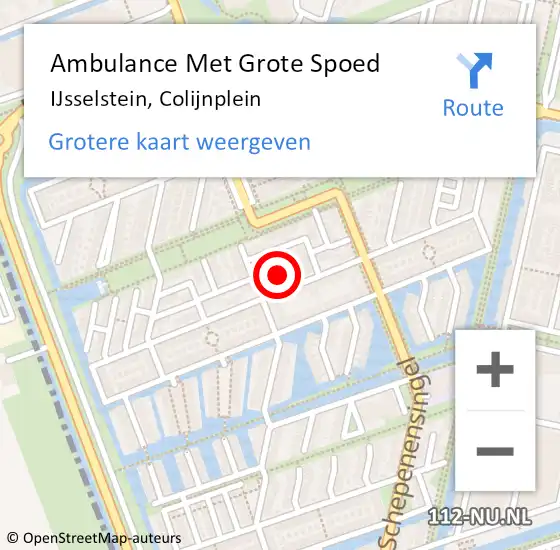 Locatie op kaart van de 112 melding: Ambulance Met Grote Spoed Naar IJsselstein, Colijnplein op 4 december 2015 12:00