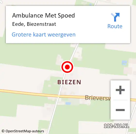 Locatie op kaart van de 112 melding: Ambulance Met Spoed Naar Eede, Biezenstraat op 4 december 2015 13:10