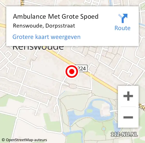 Locatie op kaart van de 112 melding: Ambulance Met Grote Spoed Naar Renswoude, Dorpsstraat op 4 december 2015 14:41