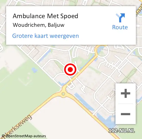 Locatie op kaart van de 112 melding: Ambulance Met Spoed Naar Woudrichem, Baljuw op 4 december 2015 15:08