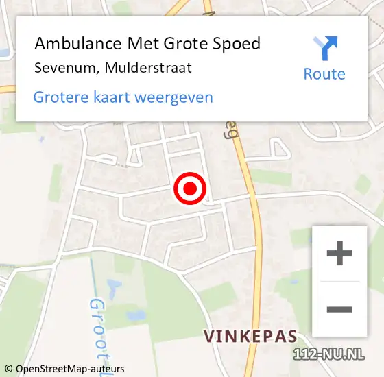 Locatie op kaart van de 112 melding: Ambulance Met Grote Spoed Naar Sevenum, Mulderstraat op 29 november 2013 00:38