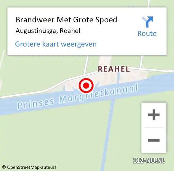 Locatie op kaart van de 112 melding: Brandweer Met Grote Spoed Naar Augustinusga, Reahel op 4 december 2015 15:38