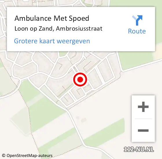 Locatie op kaart van de 112 melding: Ambulance Met Spoed Naar Loon op Zand, Ambrosiusstraat op 29 november 2013 00:57