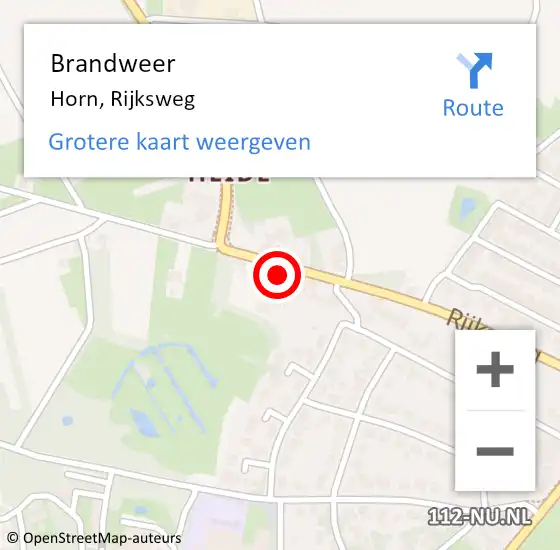 Locatie op kaart van de 112 melding: Brandweer Horn, Rijksweg op 4 december 2015 16:03