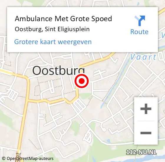 Locatie op kaart van de 112 melding: Ambulance Met Grote Spoed Naar Oostburg, Sint Eligiusplein op 14 september 2013 09:58