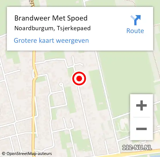 Locatie op kaart van de 112 melding: Brandweer Met Spoed Naar Noardburgum, Tsjerkepaed op 4 december 2015 18:04