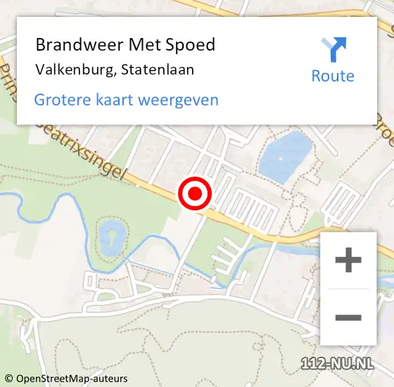 Locatie op kaart van de 112 melding: Brandweer Met Spoed Naar Valkenburg, Statenlaan op 4 december 2015 18:58