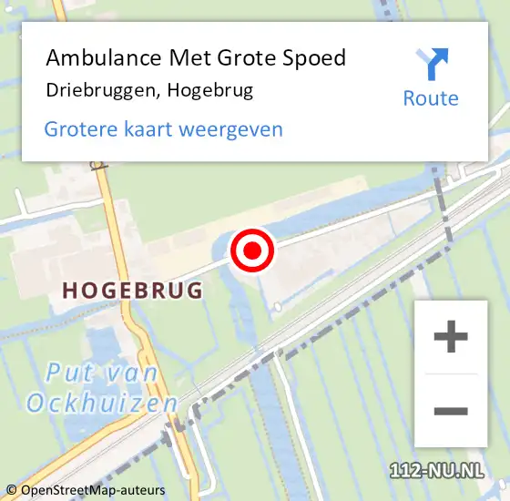 Locatie op kaart van de 112 melding: Ambulance Met Grote Spoed Naar Driebruggen, Hogebrug op 4 december 2015 19:46