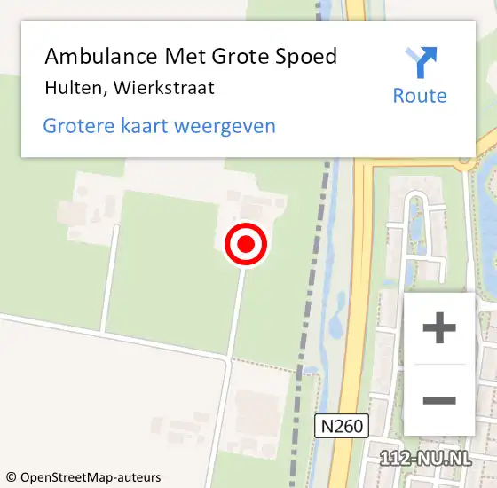 Locatie op kaart van de 112 melding: Ambulance Met Grote Spoed Naar Hulten, Wierkstraat op 4 december 2015 20:22