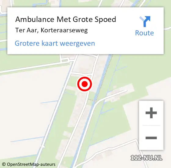 Locatie op kaart van de 112 melding: Ambulance Met Grote Spoed Naar Ter Aar, Korteraarseweg op 4 december 2015 20:53