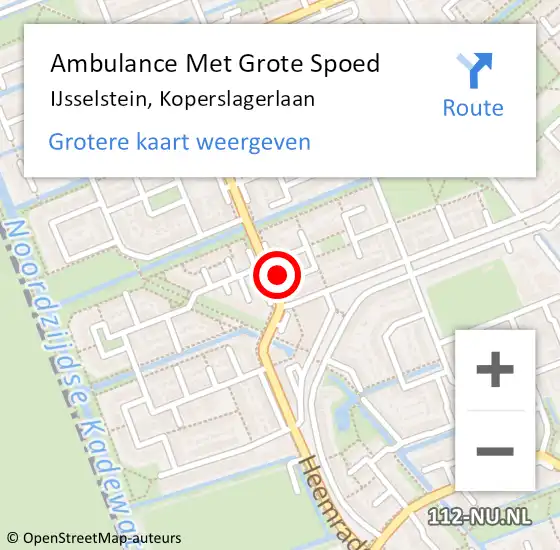 Locatie op kaart van de 112 melding: Ambulance Met Grote Spoed Naar IJsselstein, Koperslagerlaan op 4 december 2015 21:06