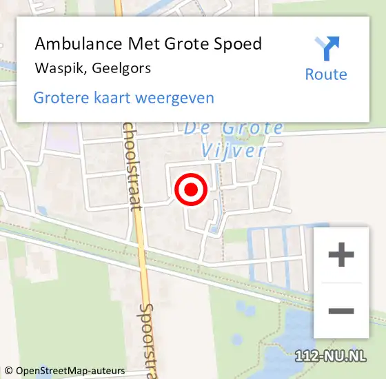 Locatie op kaart van de 112 melding: Ambulance Met Grote Spoed Naar Waspik, Geelgors op 4 december 2015 21:57