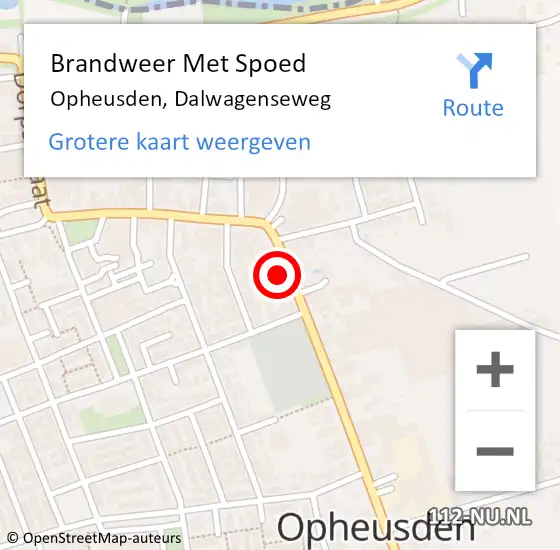 Locatie op kaart van de 112 melding: Brandweer Met Spoed Naar Opheusden, Dalwagenseweg op 4 december 2015 22:40