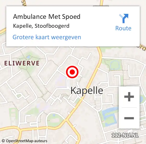 Locatie op kaart van de 112 melding: Ambulance Met Spoed Naar Kapelle, Stoofboogerd op 4 december 2015 23:15