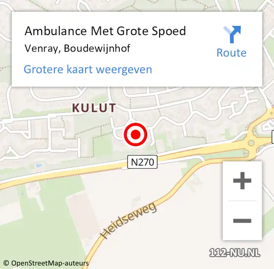 Locatie op kaart van de 112 melding: Ambulance Met Grote Spoed Naar Venray, Boudewijnhof op 14 september 2013 10:04