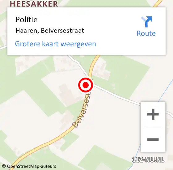 Locatie op kaart van de 112 melding: Politie Haaren, Belversestraat op 4 december 2015 23:30