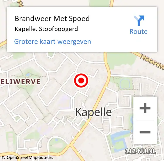 Locatie op kaart van de 112 melding: Brandweer Met Spoed Naar Kapelle, Stoofboogerd op 4 december 2015 23:31