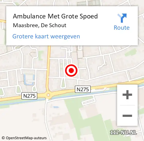 Locatie op kaart van de 112 melding: Ambulance Met Grote Spoed Naar Maasbree, De Schout op 29 november 2013 03:20