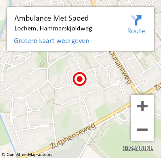 Locatie op kaart van de 112 melding: Ambulance Met Spoed Naar Lochem, Hammarskjoldweg op 5 december 2015 02:46