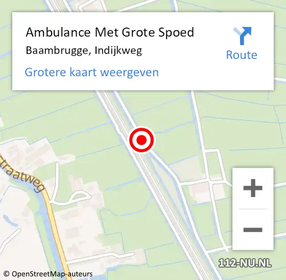 Locatie op kaart van de 112 melding: Ambulance Met Grote Spoed Naar Baambrugge, Indijkweg op 5 december 2015 02:50